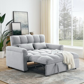Loveseats Sofa Bed with Pull-out Bed,Adjsutable Back,Light Grey