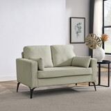 Loveseat Living Room Sofa,with Square Arms and Tight Back, with Two Small Pillows,Corduroy Beige W487119629