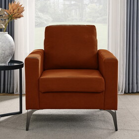 Sofa Chair,with Square Arms and Tight Back,Corduroy Orange W487119631