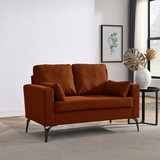 Loveseat Living Room Sofa,with Square Arms and Tight Back, with Two Small Pillows,Corduroy Orange W487119632