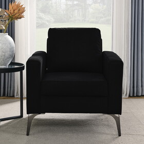 Sofa Chair,with Square Arms and Tight Back,Corduroy Black W487119637