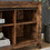 TV Stand for TVs up to 65", Cabinet Door with Steel Net and Pulley, 4 Storage Shelves, Rustic Brown (58"x15.5"x26") W48738615