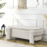 Linen Fabric Upholstered Bench with Large Storage Space for the Living Room, Entryway and Bedroom,Beige,( 51.5