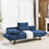 Convertible Futon Sofa Bed, Comfy Loveseat Sleeper Sofa with Adjustable Armrest, Strengthen Wood, Thick Padded Cushion, Small 2 Seater Couch for Living Room, Bedroom, Navy W487P180471