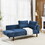 Convertible Futon Sofa Bed, Comfy Loveseat Sleeper Sofa with Adjustable Armrest, Strengthen Wood, Thick Padded Cushion, Small 2 Seater Couch for Living Room, Bedroom, Navy W487P180471