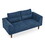 Convertible Futon Sofa Bed, Comfy Loveseat Sleeper Sofa with Adjustable Armrest, Strengthen Wood, Thick Padded Cushion, Small 2 Seater Couch for Living Room, Bedroom, Navy W487P180471