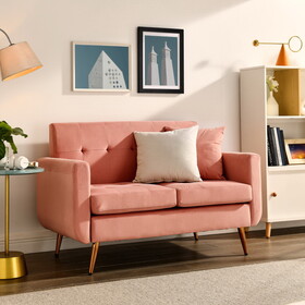 Loveseat Sofa, Mid Century Modern Decor Love Seat Couches for Living Room, Button Tufted Upholstered Small Couch for Bedroom, Solid and Easy to Install Love Seats Furniture,Pink W487P189546