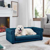 Elegant Rectangle Pet Bed for Small and Medium Dogs, Durable Elevated Dog Sofa Bed, Comfortable Dog Couch, Modern and Stylish Dog Sofa for Small and Medium Dogs,Blue W487P220228