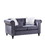 Loveseat Living Room Sofa, with Button and Copper Nail on Arms and Back, Two White Villose Pillow, Velvet Grey (60"x34.5"x30") W487S00015