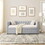 Daybed with Trundle Upholstered Tufted Sofa Bed, with Button and Copper Nail on Square Arms, both Twin Size, Grey (85"x42.5"x31.5") W487S00103