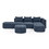 L Shape Sectional Sofa with Right Side Chaise and Ottoman, Modular Sofa, DIY Combination, Loop Yarn Fabric, Navy W487S00161