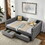 Upholstered Full Size Daybed with Two Drawers, with Button and Copper Nail on Square Arms, Grey (82.75"x58"x30.75") W487S00218