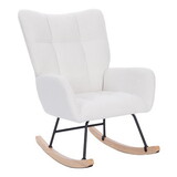 Teddy Upholstered Nursery Rocking Chair for Living Room Bedroom(WHITE Teddy) W490130384