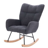 Teddy Upholstered Nursery Rocking Chair for Living Room Bedroom(DARK GREY Teddy) W490130385
