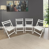 Furniture Slatted Wood Folding Special Event Chair - White, Set of 4, Folding Chair, Foldable Style W49532961