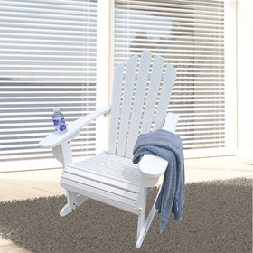 Reclining Wooden Outdoor Rocking Adirondack Chair White W49542265