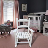 Children's Rocking White Chair- Indoor or Outdoor -Suitable for Kids-Durable-Populus Wood W49557160