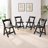 Upholstered folding chair, space saving,easy to carry, 4PCS,Black cushion/Black shelf,Dining room W495P193665