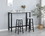 Faux Marble Black Table Top Bar Table with 2 Bar Chairs, Kitchen Counter with Bar Chairs,Breakfast Bar Table Sets, for Home,Kitchen, Office W49935698