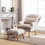 Contemporary Elegance Accent Chair with Footrest, for Relaxing, Arm Rest, Wood, Beige W501135531