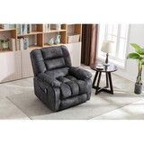 Massage Recliner Chair with Heat and Vibration, Soft Fabric Lounge Chair Overstuffed Sofa Home Theater Seating (Gray) W501140158