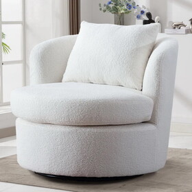 33" W Super Soft Upholstered Swivel Barrel Chair with Pillow