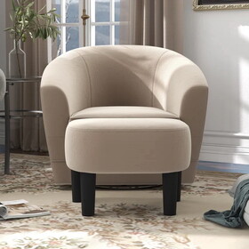 Upholstered Swivel Barrel Chair with Ottoman