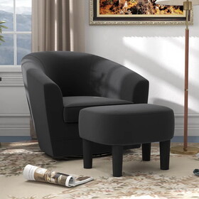 Upholstered Swivel Barrel Chair with Ottoman