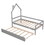 Twin Wooden Daybed with trundle, Twin House-Shaped Headboard bed with Guardrails,Grey W504102750