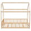 Twin House Bed with Guardrails, Slats,Natural W504119697