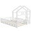 Twin Size House-Style Headboard Floor Bed with Fence Guardrails,White W504126432