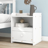 Nightstand, Bedside Table with Open Storage Cabinet, Drawer,White W50459227