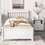 Twin Bed with Headboard and Footboard for Kids, Teens, Adults,with a Nightstand,Wite W50459230