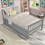 Twin Bed with Trundle, Platform Bed Frame with Headboard and Footboard, for Bedroom Small Living Space,No Box Spring Needed,Grey