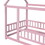 Twin Size Floor Wooden Bed with House Roof Frame, Fence Guardrails,Pink W504P174635