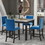 5-piece Counter Height Dining Table Set with One Faux Marble Dining Table and Four Upholstered-Seat Chairs, Table top: 40in.L x40in.W, for Kitchen and Living room Furniture,Blue W504S00074