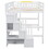 Full Size Loft Bed with Built-in Desk, Bookshelves and Storage Staircase,White