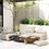 Outdoor Modular Sofa, with Aluminum Structure, Support Cushion and Back Cushion Cover-Removable, Fade-resistant, Waterproof Sofa Cover Included,Light Brown(The rate : Based on a single piece)/5Unit