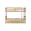 Twin over Twin Rubber Wood Bunk Bed with Trundle, Convertible into 2 Twin Size Beds, Twin Size Bunk Bed with Ladder and Safety Guardrails,Natural W504S00159