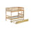 Twin over Twin Rubber Wood Bunk Bed with Trundle, Convertible into 2 Twin Size Beds, Twin Size Bunk Bed with Ladder and Safety Guardrails,Natural W504S00159