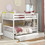 Full over Full Bunk Bed with Trundle, Convertible to 2 Full Size Platform Bed, Full Size Bunk Bed with Ladder and Safety Rails for Kids, Teens, Adults,White W504S00249