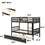 Twin over Twin Bunk Beds with Trundle, Solid Wood Trundle Bed Frame with Safety Rail and Ladder, Kids/Teens Bedroom, Guest Room Furniture, Can be converted into 2 Beds,Espresso W504S00305