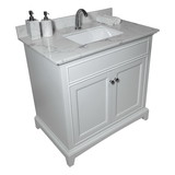 Montary 37inch bathroom vanity top stone carrara white tops with rectangle undermount ceramic sink and single faucet hole W50921988
