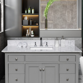Montary 49"x 22" bathroom stone vanity top carrara jade engineered marble color with undermount ceramic sink and 3 faucet hole with backsplash W50935000