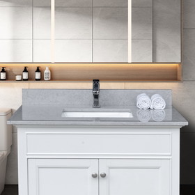 Montary 31 inches bathroom stone vanity top calacatta gray engineered marble color with undermount ceramic sink and single faucet hole with backsplash W50935001