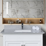 Montary 37 inches bathroom stone vanity top calacatta gray engineered marble color with undermount ceramic sink and single faucet hole with backsplash W50935003