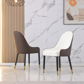 Dining Chair with PU Leather White and brown metal legs (Set of 2) P-W50940535