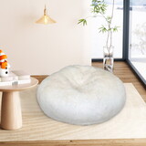 3 ft Bean Bag Chairs for Adults/Teens with Filling, Medium Bean Bag Sofa with Shredded Foam, Furniture Bag with Plush Fur Cover, Ivory White, 3 Foot W509P176365