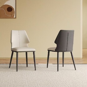 Modern Gray and White Dining Chair (Set of 2) - Contemporary Stylish Chairs for Dining Room, Kitchen, or Office, Comfortable & Durable Design W509P261582