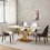 Sintered stone dinning table with 4 pcs Chairs,Carrara white color, Modern Dinning table with solid Gold W509S00006